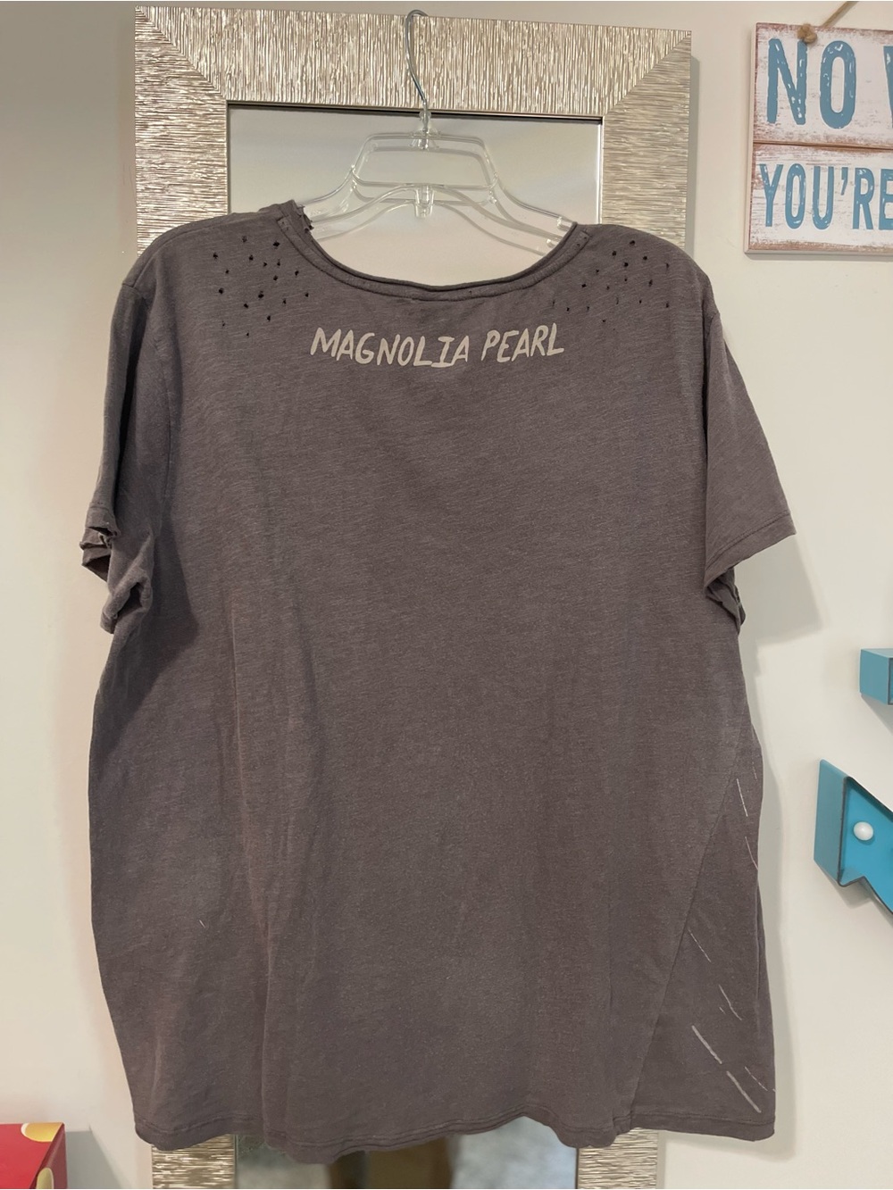 Magnolia Pearl Gray 'Heal Our Earth' Short Sleeve Tee with Pink & Blue Accents - Picture 3 of 3